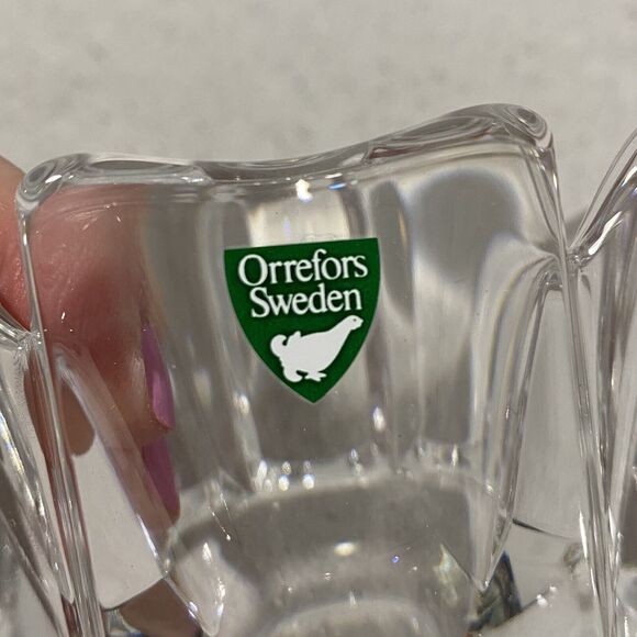 Orrefors Sweden Crystal Lars Hellsten Corona Clear 4.5" Bowl Collectible Gift - Picture 6 of 6